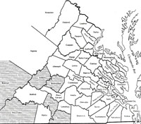 Map of Virginia 1761 - 1770